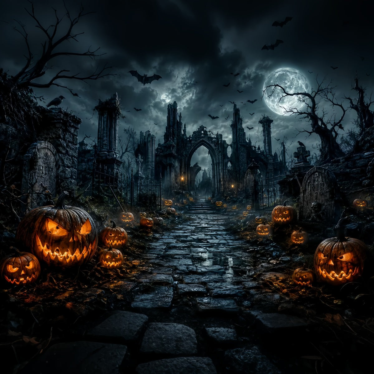 Idées De Décors Effrayants Pour Halloween Cimetière Gothique Ruines De Citrouil les Décor LXX67-85