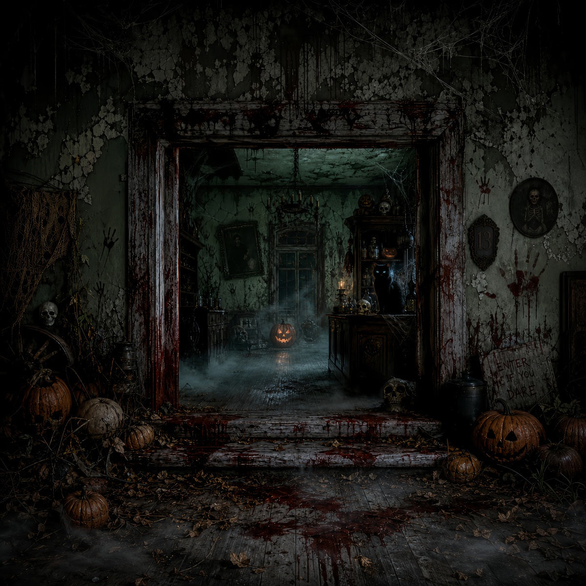 Idées De Décors Pour Une Fête D'Halloween Entrée De Manoir Hanté Et Sanglant Décors LXX67-94