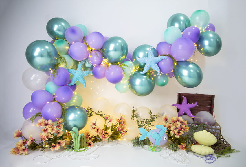Ballons Étoile de Mer Plantes Sous-Marines Décor Toile de Fond M-87