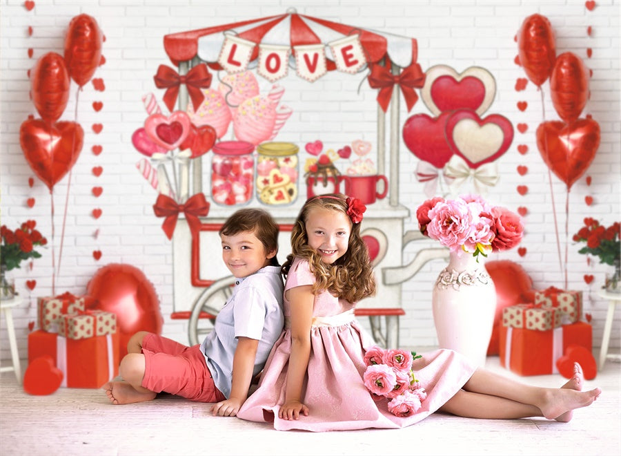 St Valentin Bonbons Stand Amour Toile de fond M1-01