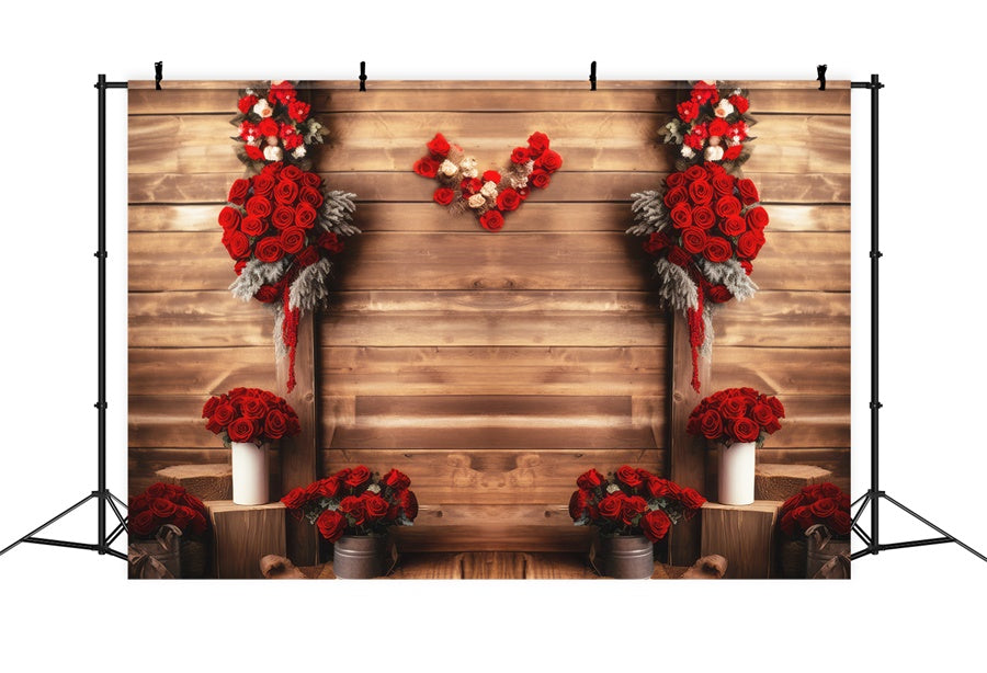St-Valentin Panneau décoratif en bois avec rosace rouge Toile de fond M1-05