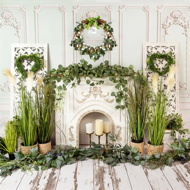 Verdure Printemps Vintage Mur Poêle Toile de fond M1-25