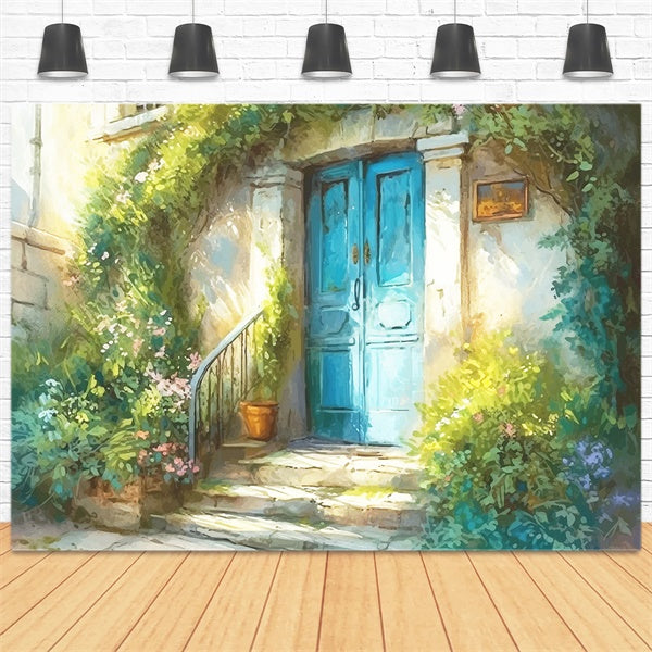 Printemps Peinture à l'huile Fleur européenne Portail Toile de fond M1-41