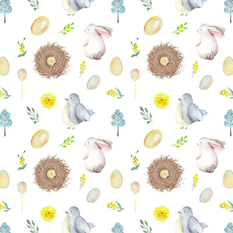 Lapin de Pâques Colombe Maison d'oiseau Fleur Œuf Toile de fond M1-47