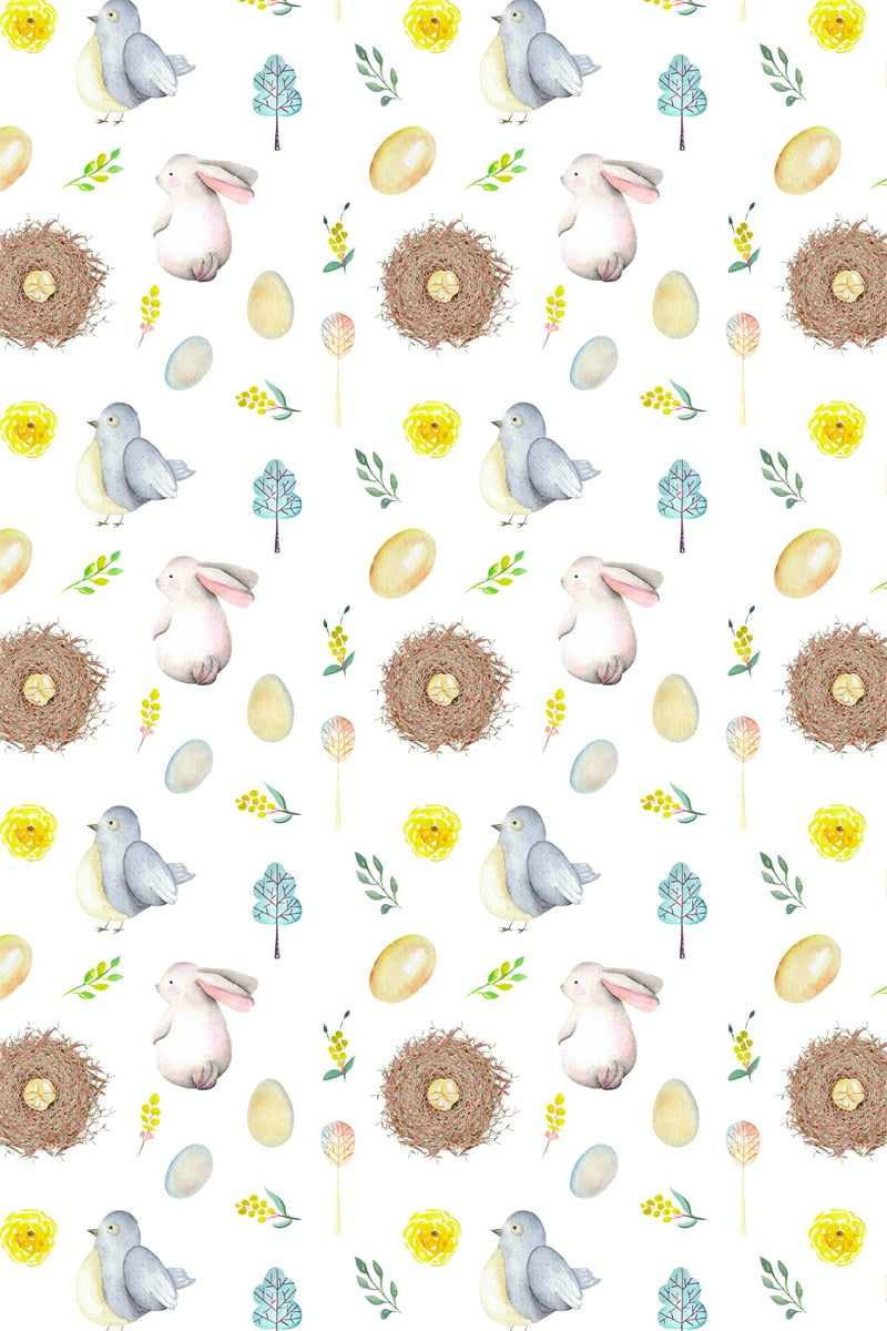 Lapin de Pâques Colombe Maison d'oiseau Fleur Œuf Toile de fond M1-47