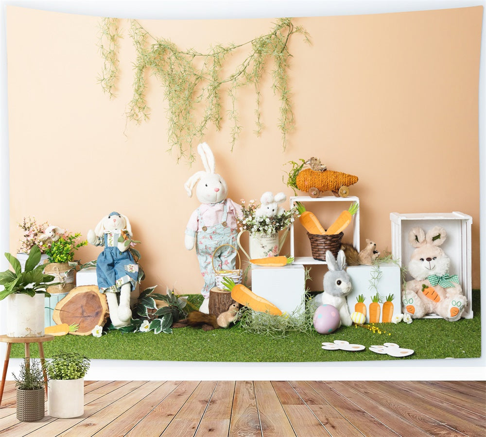 Poupée lapin de Pâques Carotte Toile de fond M1-48
