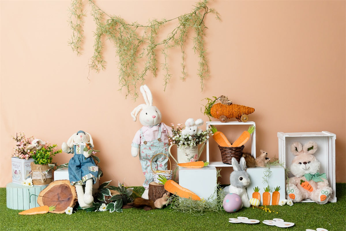 Poupée lapin de Pâques Carotte Toile de fond M1-48