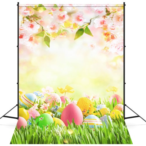Pâques Chaud Printemps Pelouse Fleur de Cerisier Œuf Toile de fond M1-54