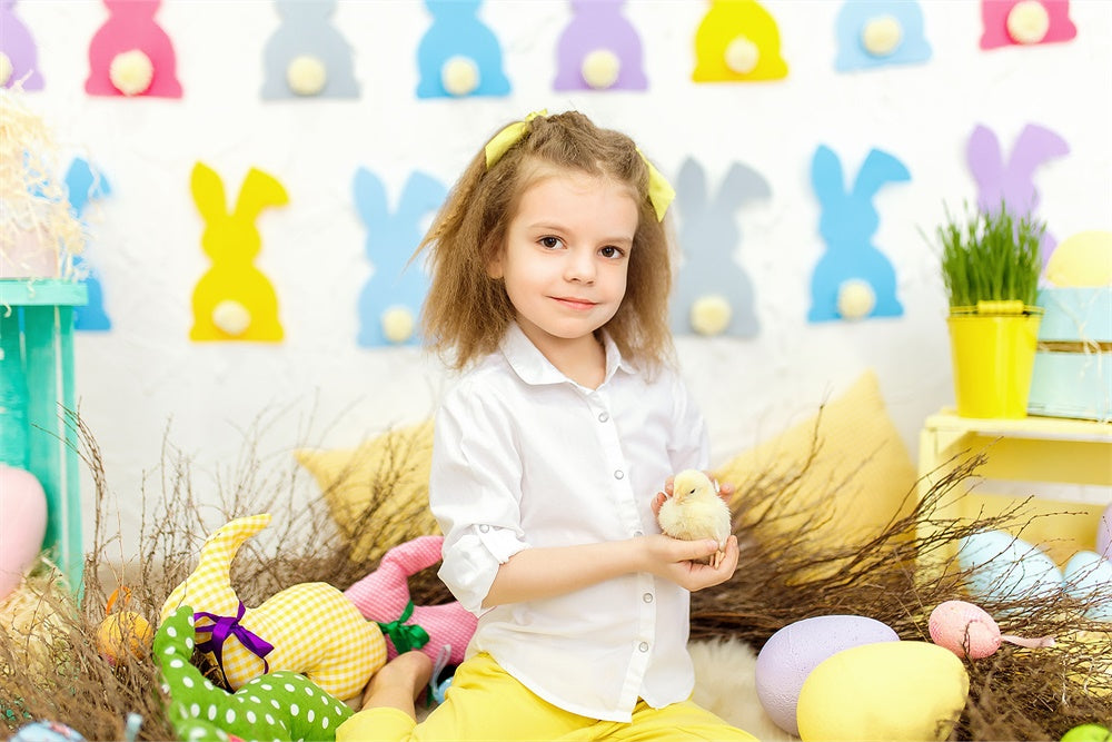 Pâques Papier Découpé Coloré Lapin Queue En Peluche Toile de fond M1-55