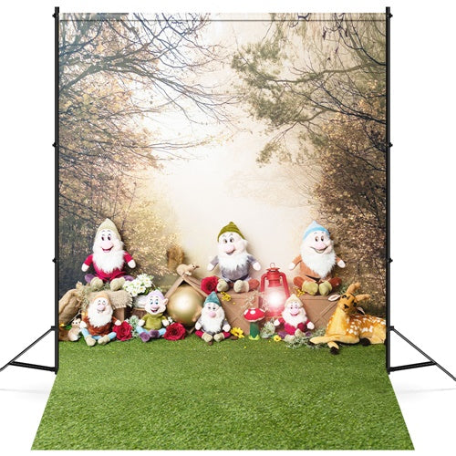 Printemps Sept Nains Écureuil Faune Forêt Toile de fond M1-62
