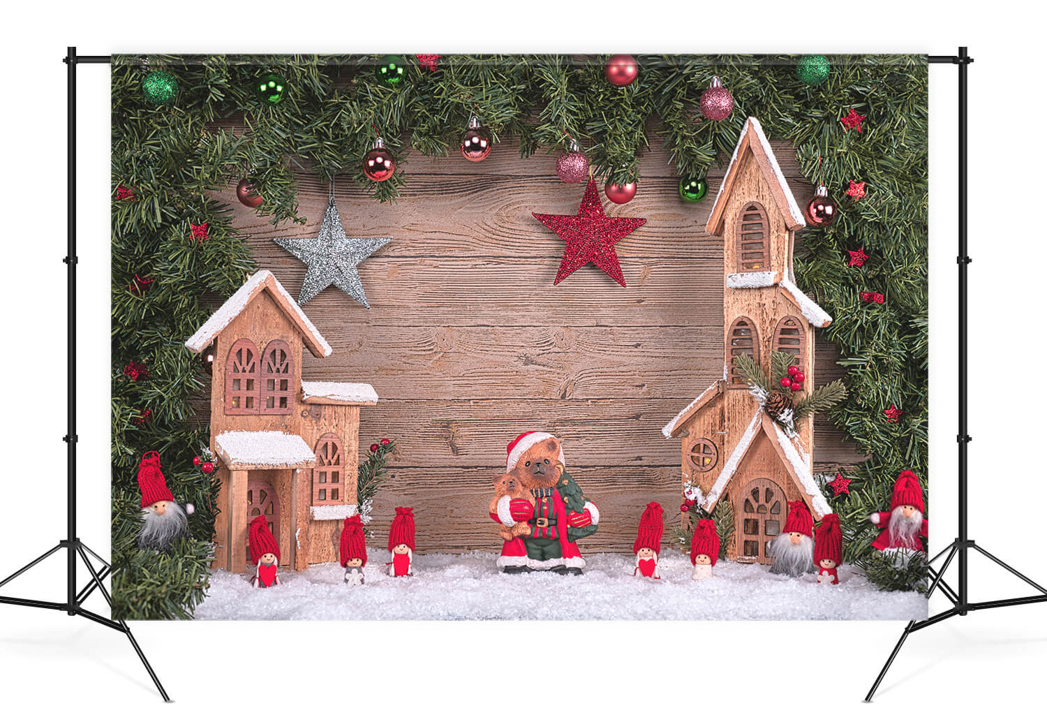 Noël Décorations Neige Pin Toile de fond M10-25