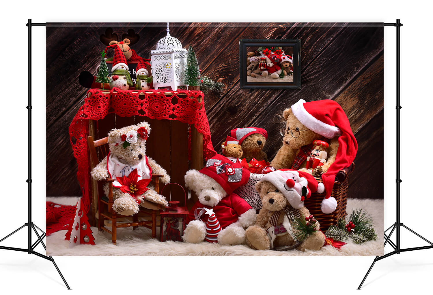 Nounours de Noël Toile de fond pour la photographie M11-08