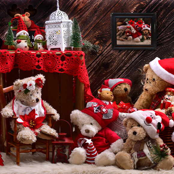 Nounours de Noël Toile de fond pour la photographie M11-08
