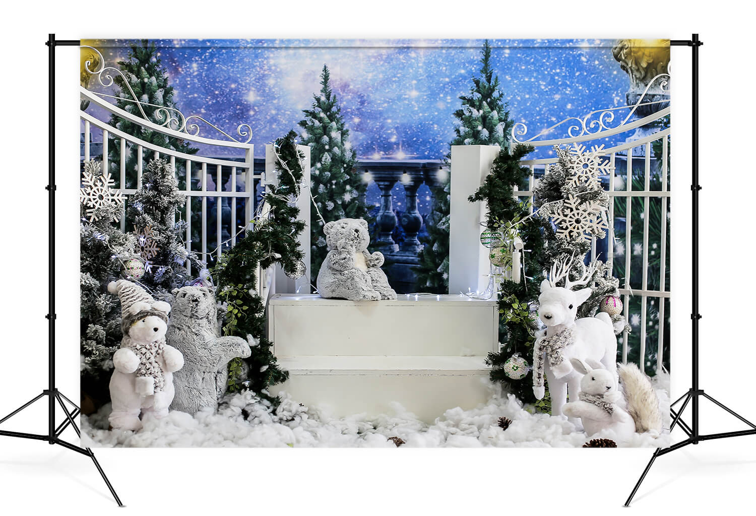Hiver Noël Bonhomme de neige Ours fauve Toile de fond M11-10