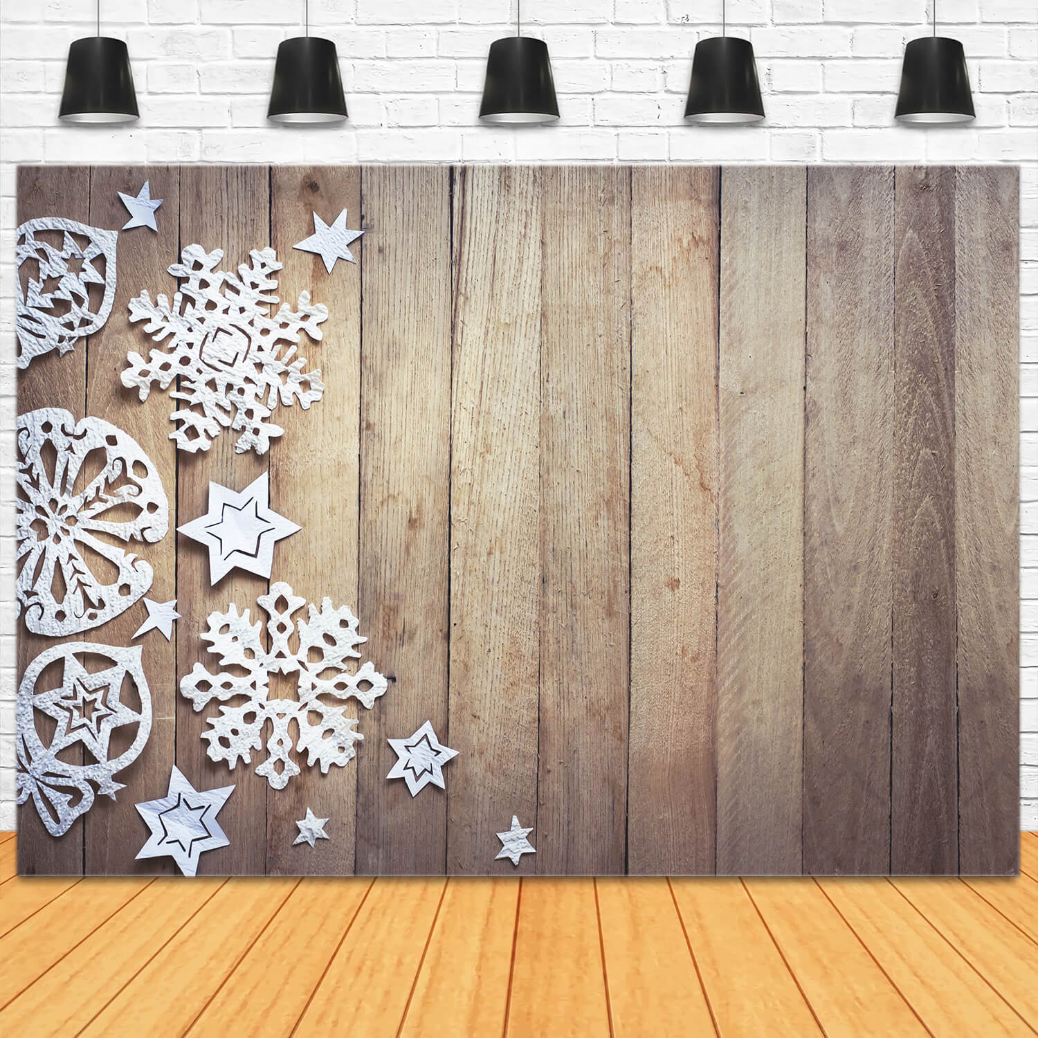 Flocons de neige Rustique Bois Toile de fond Photographie M11-55
