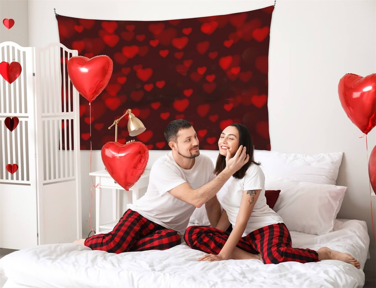 Saint Valentin Halo de Coeur Rouge Scene Romantique Toile de fond M12-06