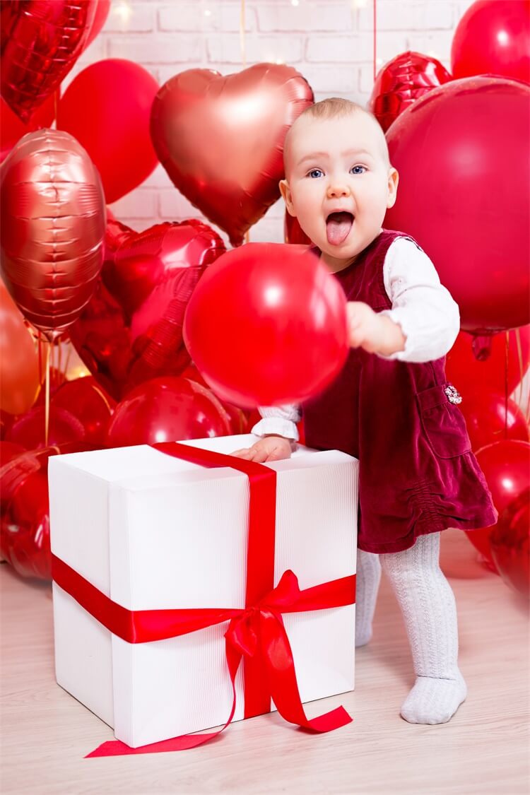 Saint Valentin Ballon Coeur Rouge Bande Lumineuse Mur Blanc Toile de fond M12-12
