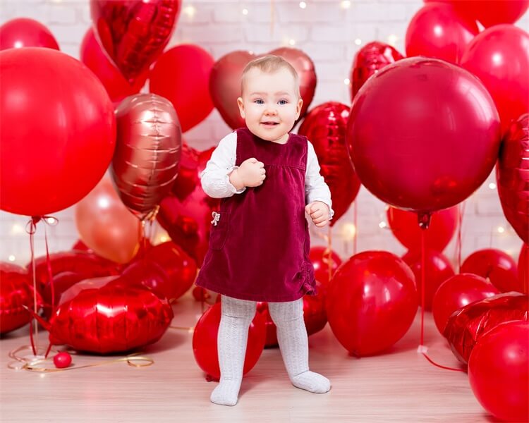 Saint Valentin Ballon Coeur Rouge Bande Lumineuse Mur Blanc Toile de fond M12-12