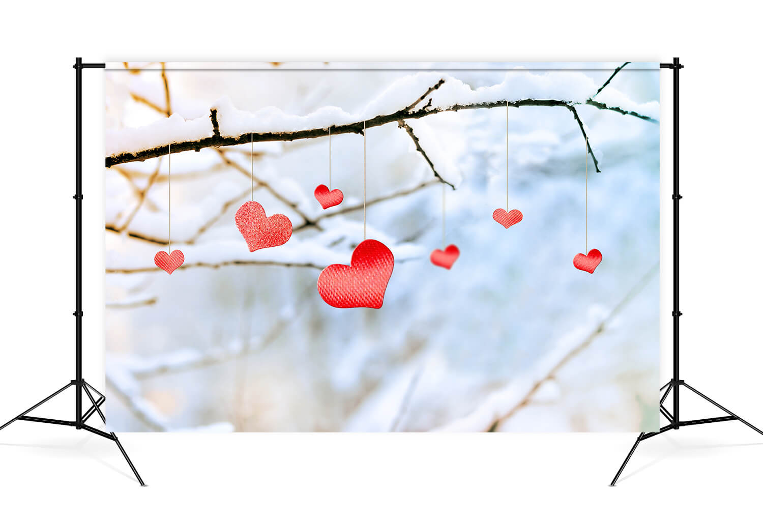 St Valentin Hiver Branche d'arbre enneigée Amour Décoration suspendue Toile de fond M12-17