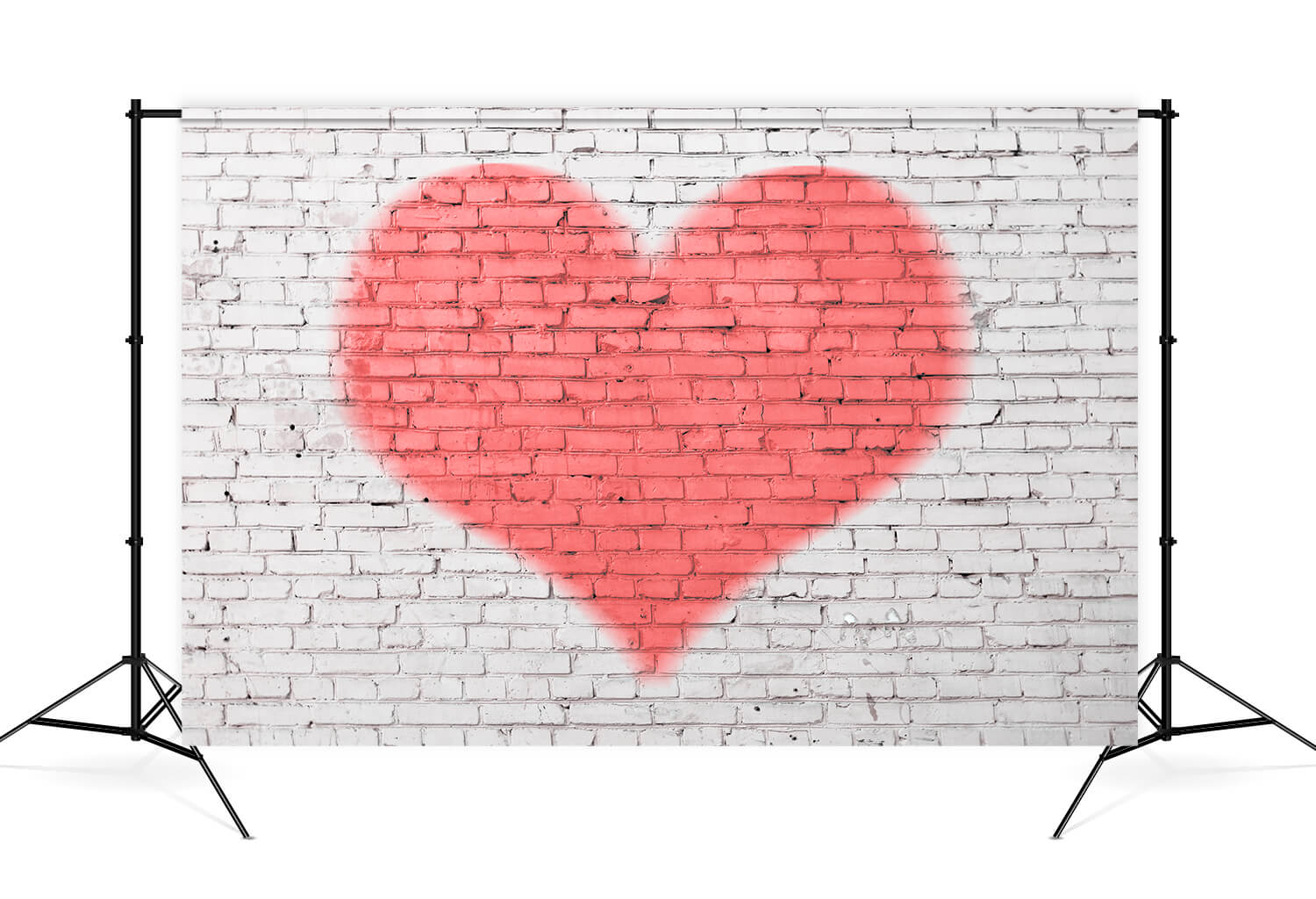 St Valentin Rouge Léger Grand Coeur Blanc Mur de Briques Toile de fond M12-23