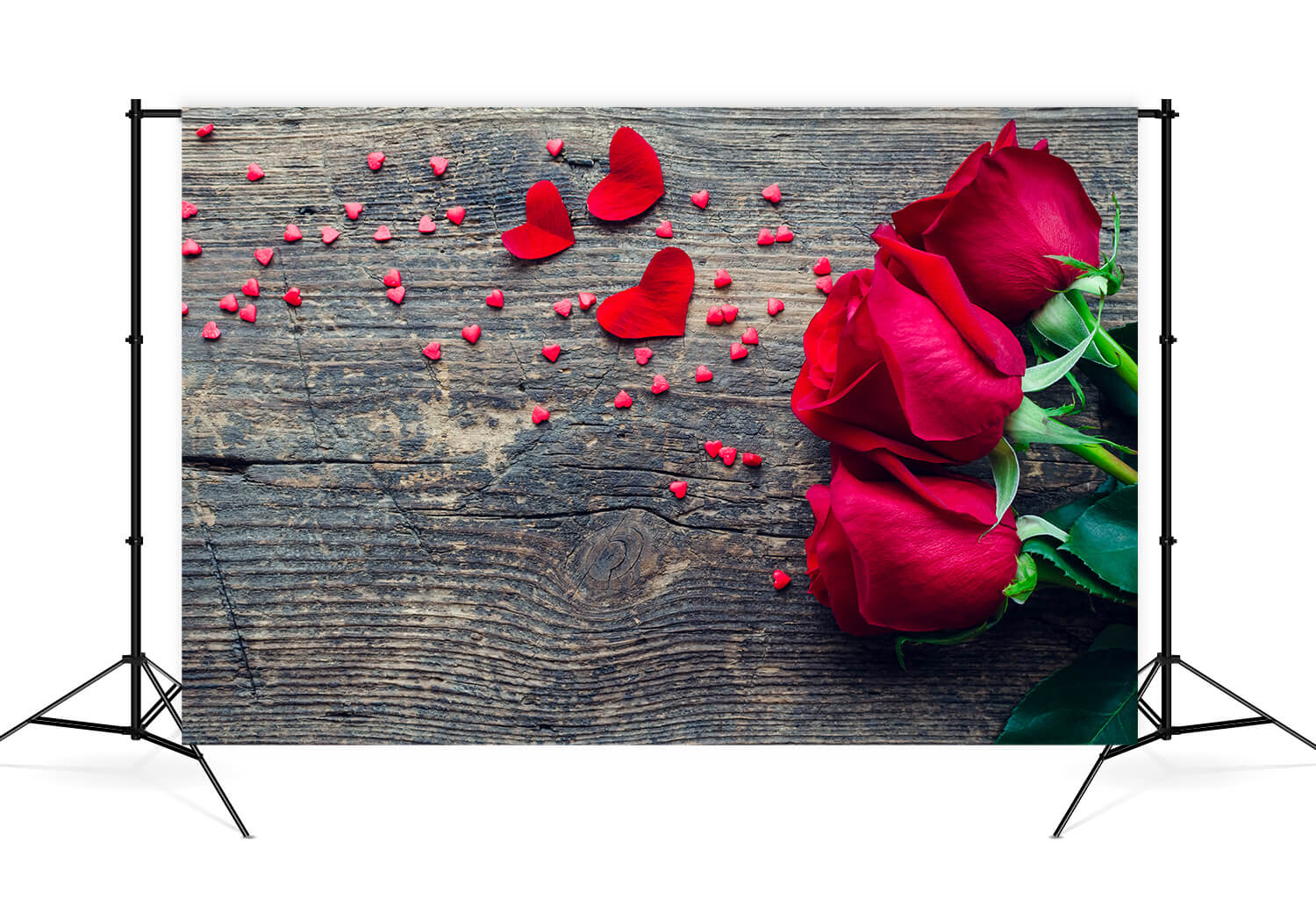 St Valentin Bois de Rose Parsemé de Petits Coeurs d'Amour Toile de fond M12-26