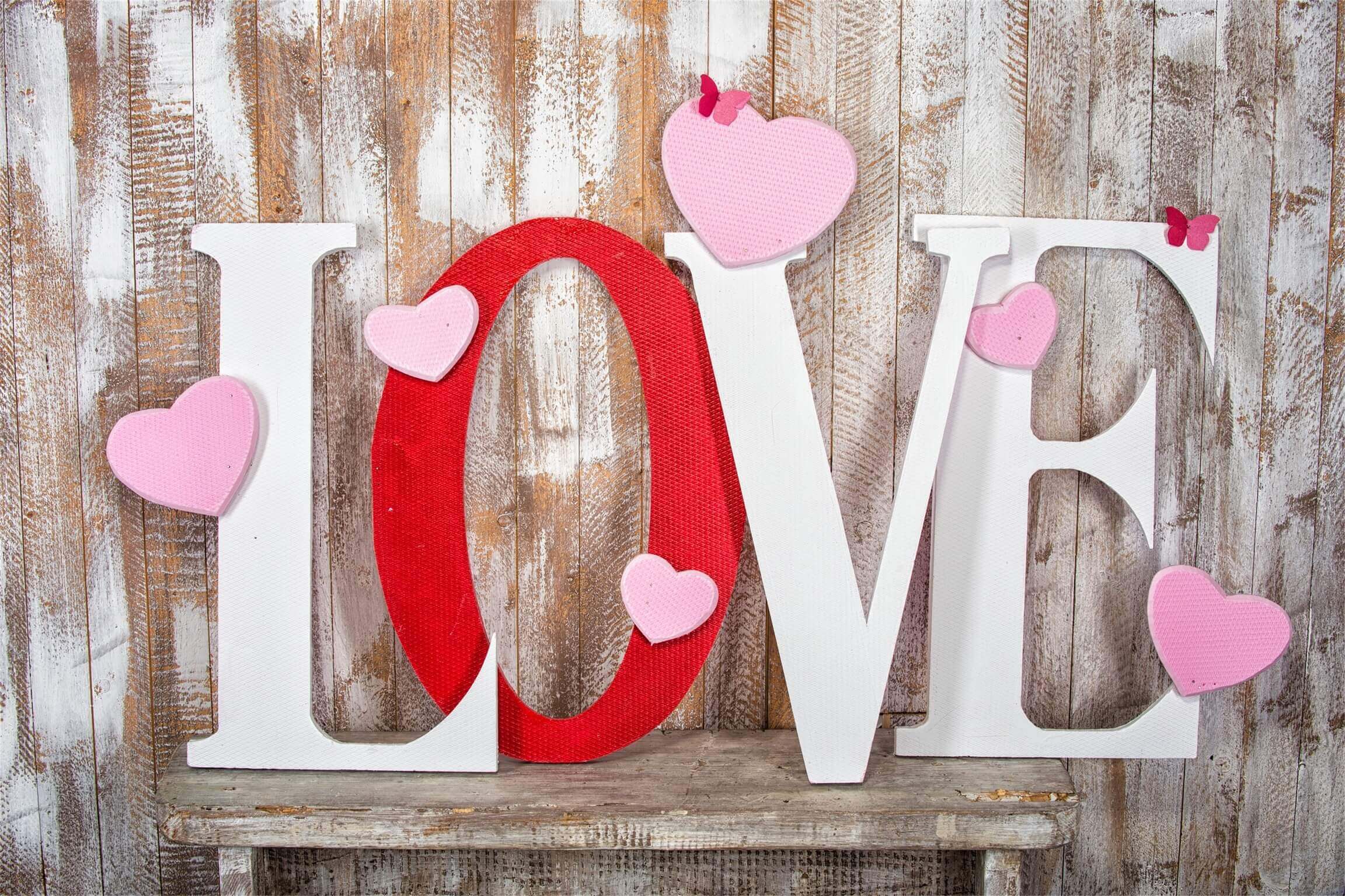 St Valentin Panneau Mural en Bois Décoration Lettre d'Amour Cœur Fendu Toile de fond M12-27