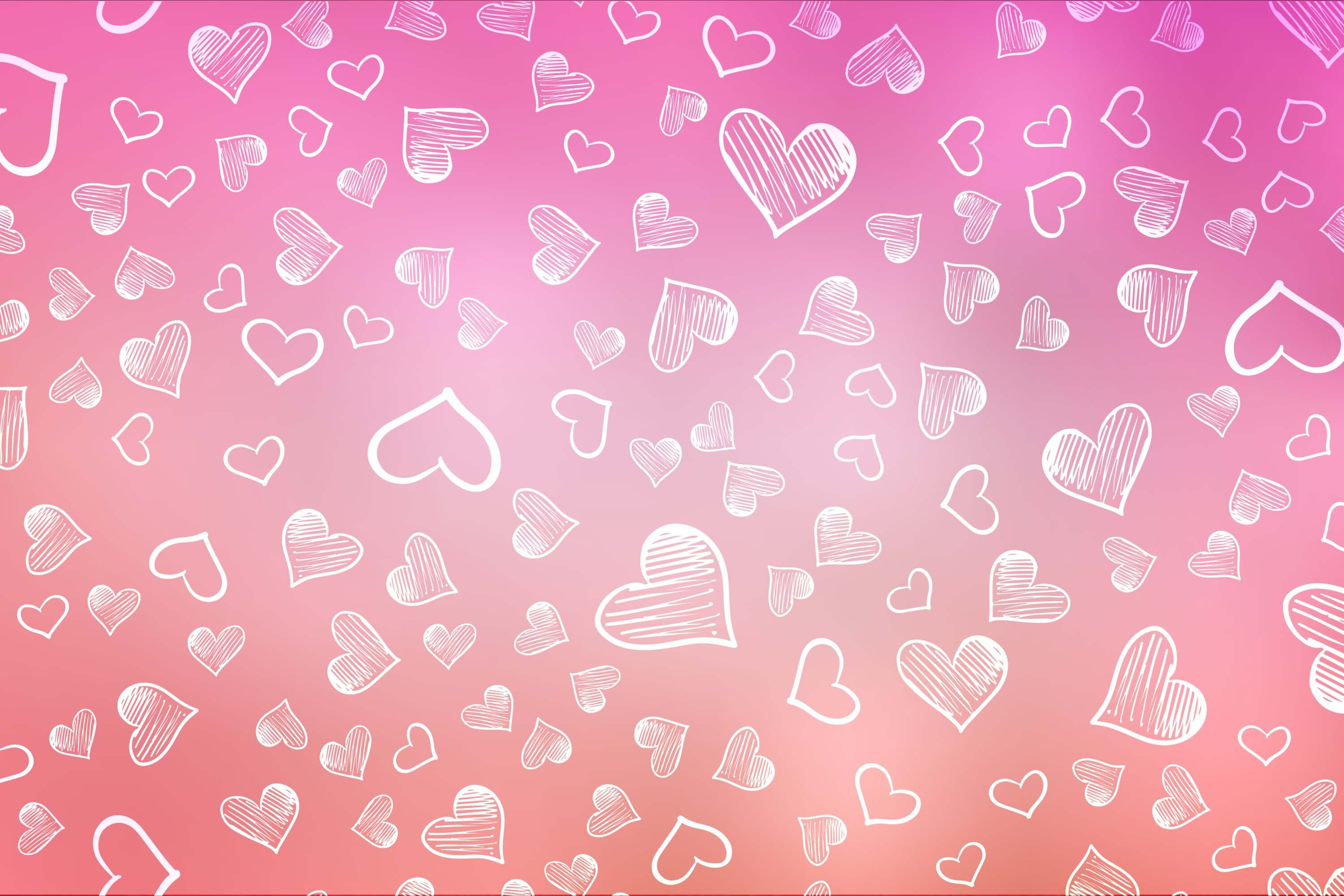 St Valentin Rose Gradient Blanc Craie Gribouillis Petit Coeur Toile de fond M12-47