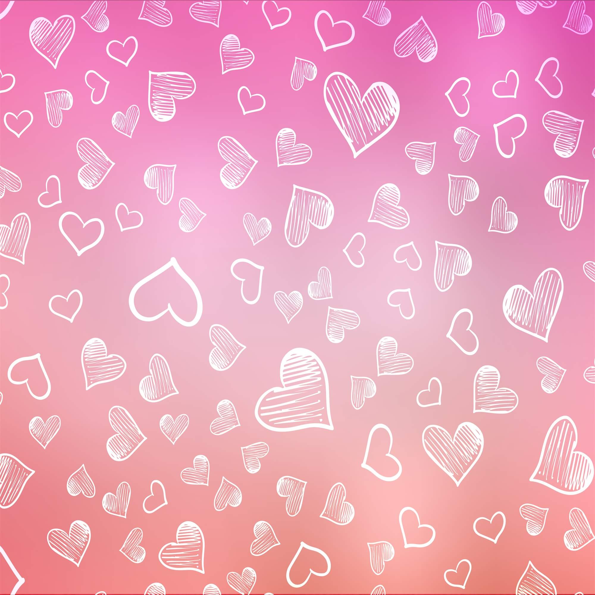 St Valentin Rose Gradient Blanc Craie Gribouillis Petit Coeur Toile de fond M12-47