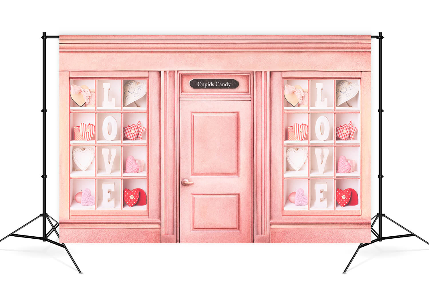 St Valentin Cupidon Bonbon Rose Maison Tissu Coeur Toile de fond M12-48