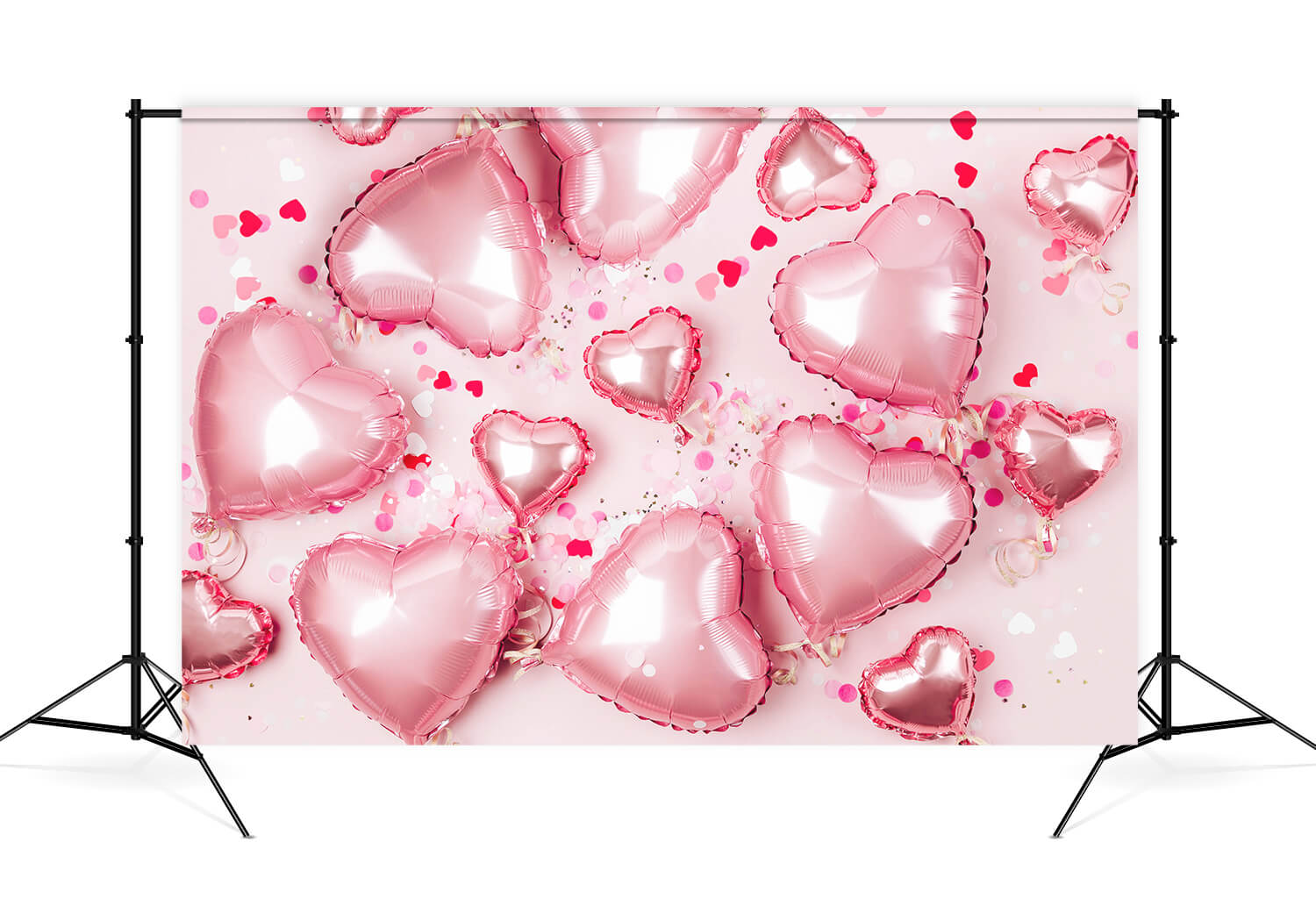 St Valentin Rose vif Ballon Coeur Perle Paillettes Coeur Romantique Toile de fond M12-50