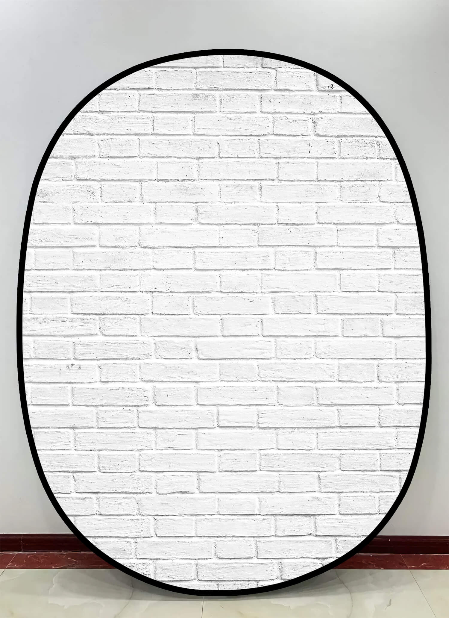 Toile de fond pliable Gris clair/Blanc Mur de briques double face 5x6.5ft (1.5×2M) M12-78