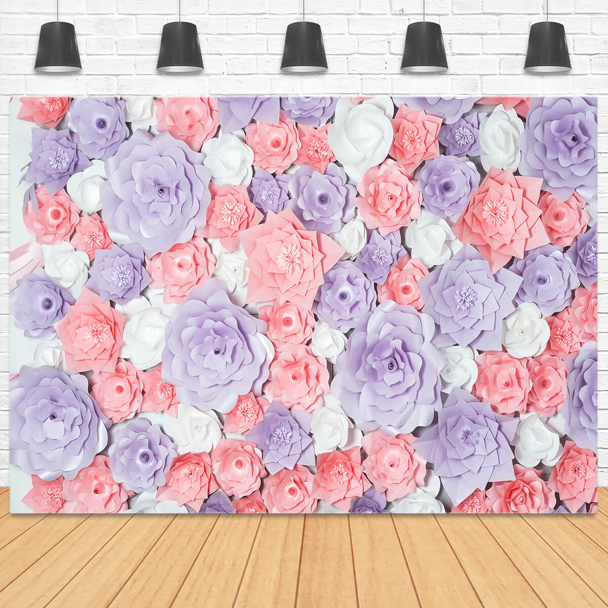Toile de fond de fleurs romantiques en papier découpé rose mauve blanc M2-12