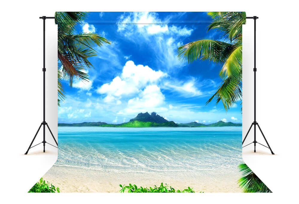 Toile de Fond D'été de Plage de Sable de Bord de Mer Tropical M5-101