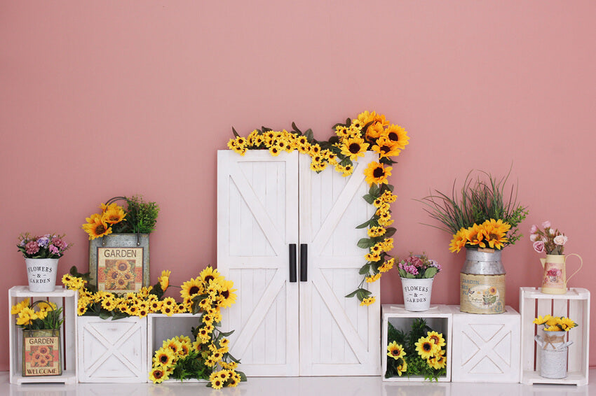Tournesol Jardin Grange Porte Photographie Toile de Fond M5-137