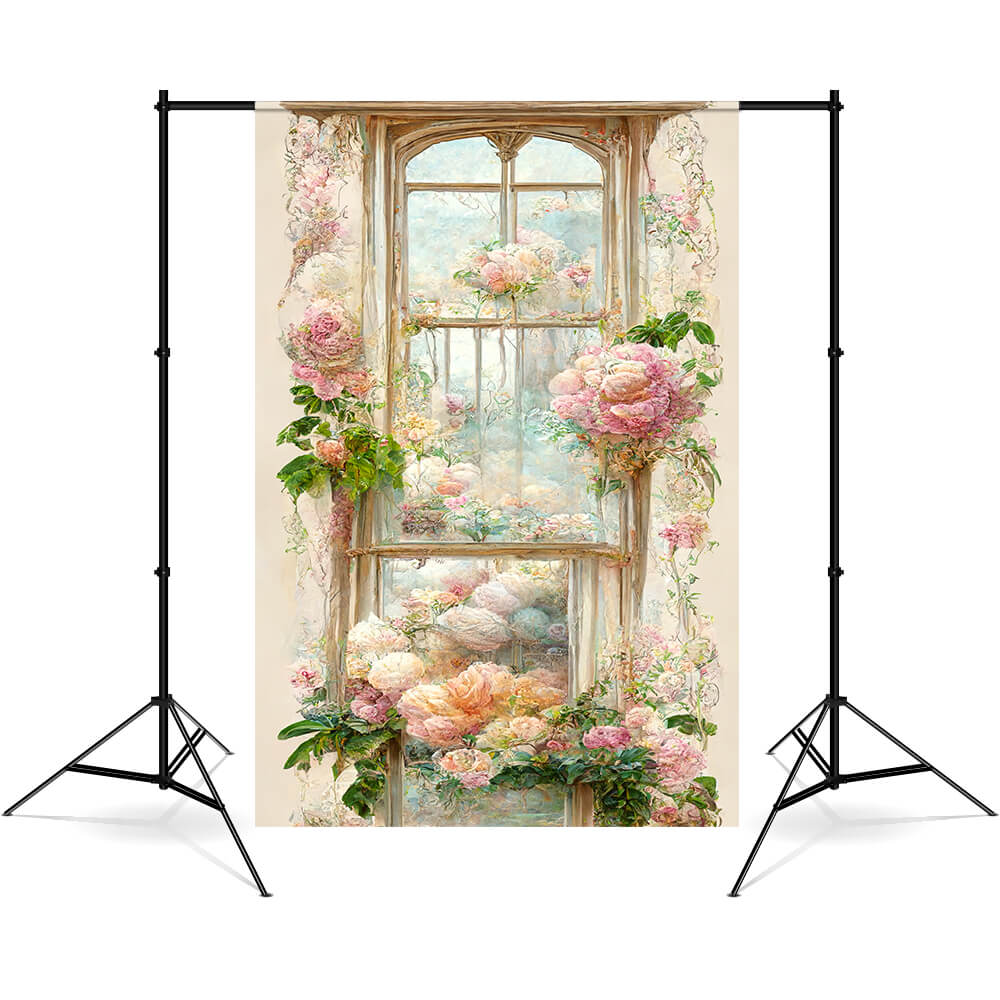 Toile de Fond de Peinture à L'huile de Fenêtre Florale M5-149