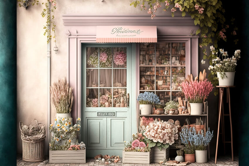 Toile de Fond de Porte de Vitrine Fleur Rose M5-41