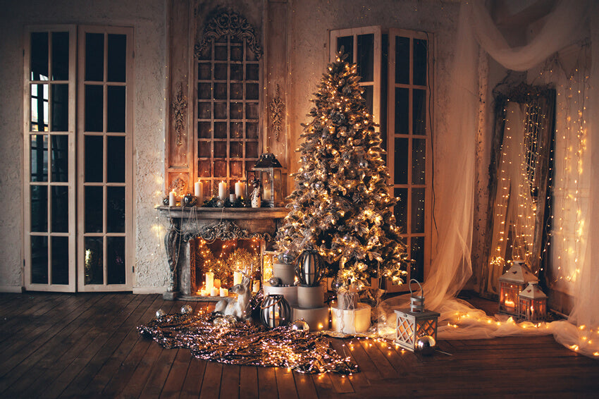 Toile de Fond de Chambre Décorée de Soirée de Noël Confortable M6-141