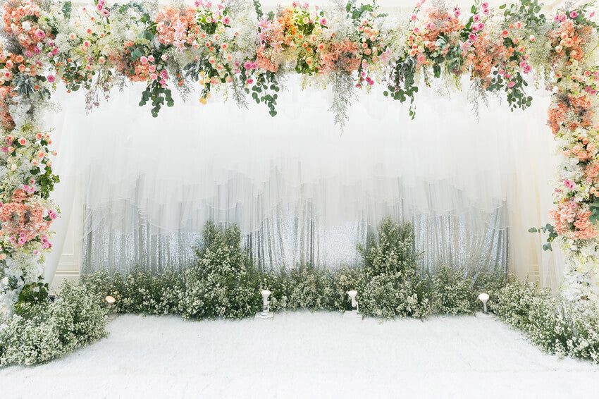 Décoration de Cérémonie de Fond de Scène de Mariage Floral M6-28