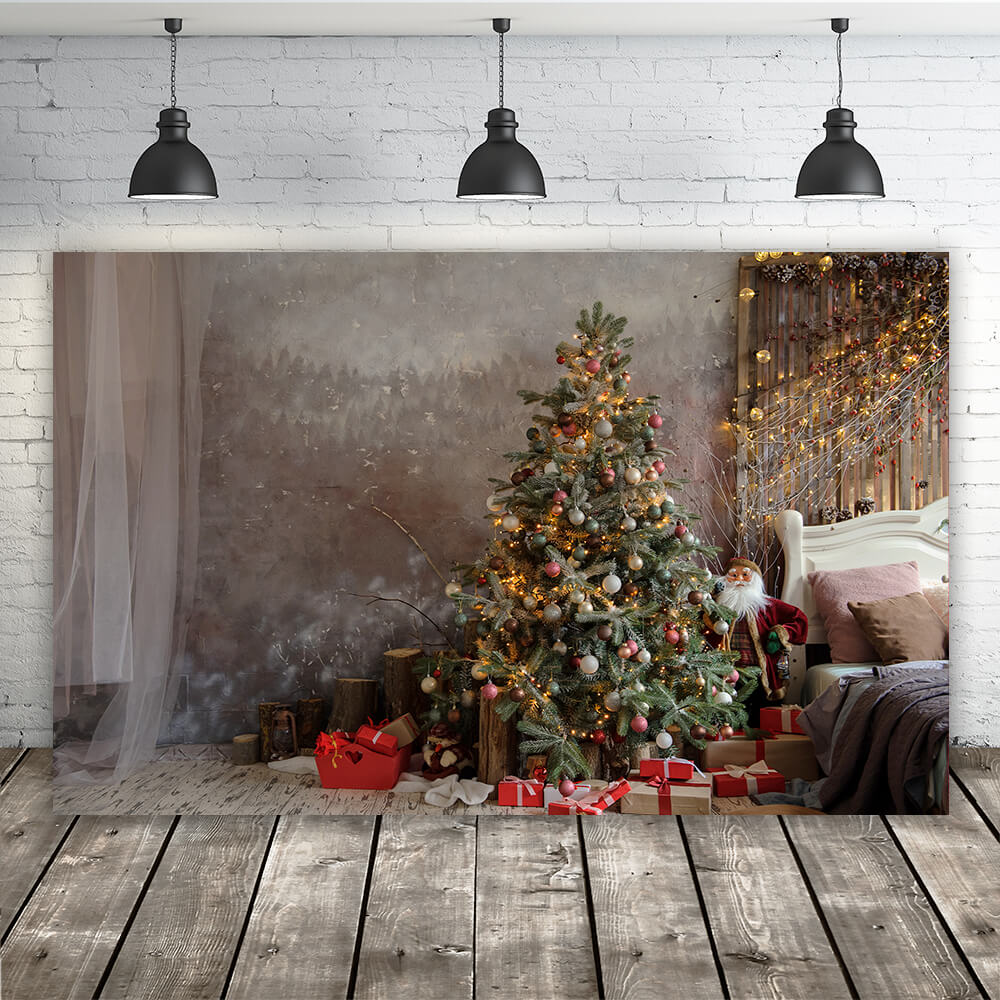 Coffrets Cadeaux de Sapin de Noël Toile de Fond du Père Noël M6-39