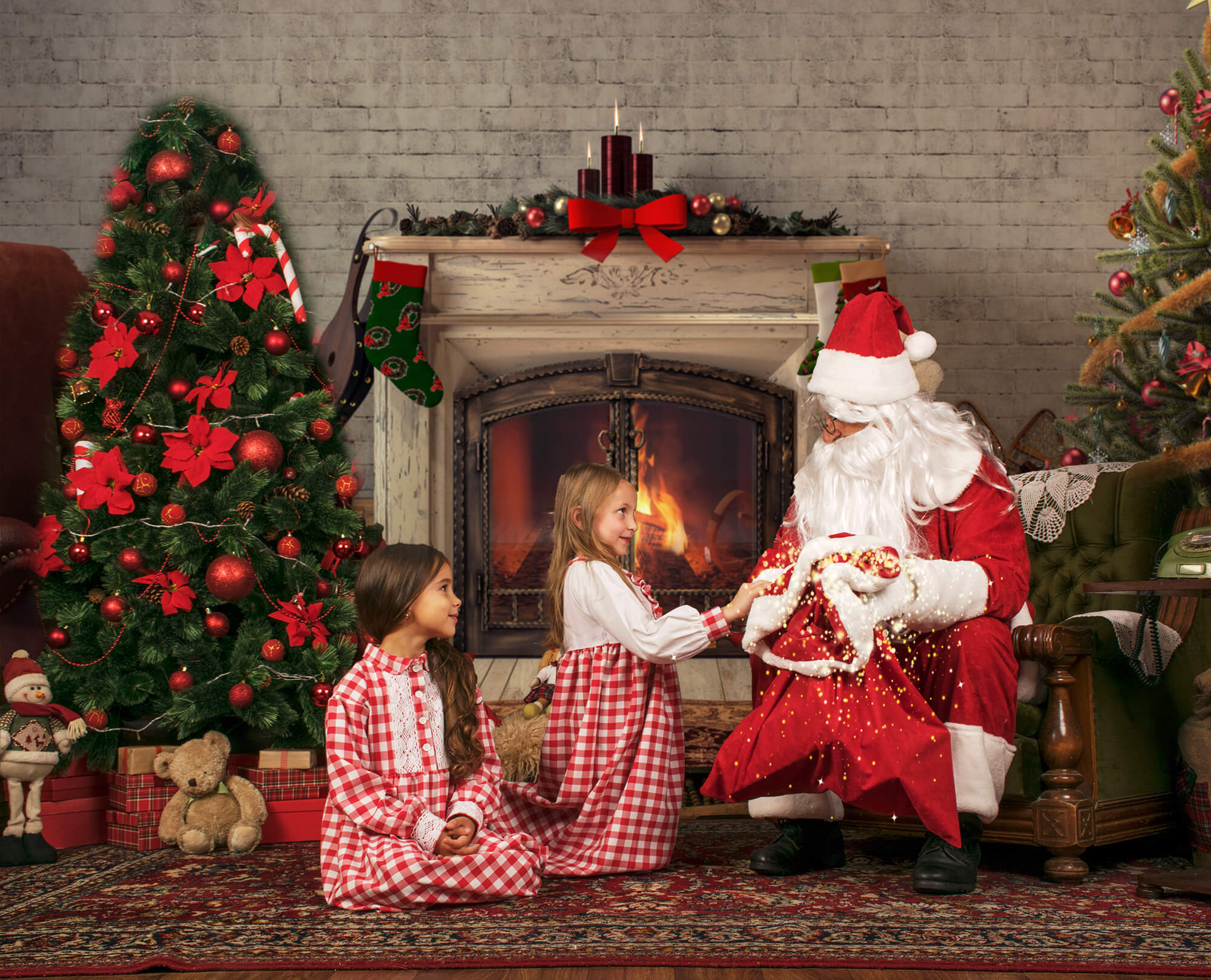 Toile de Fond de Cheminée de Salon Joyeux Noël M6-41