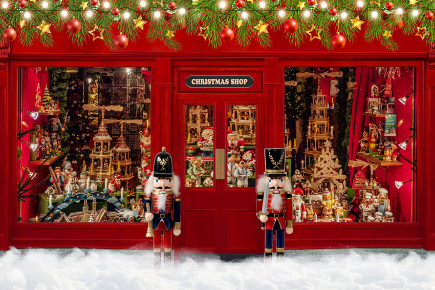 Toile de Fond de Casse-noisette de Neige de Vitrine de Noël M6-94