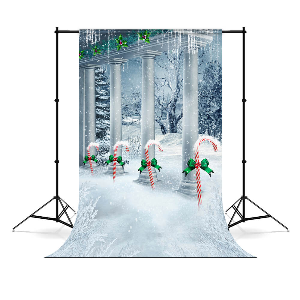 Candy Canes Noël Hiver Neige Toile de Fond M7-04