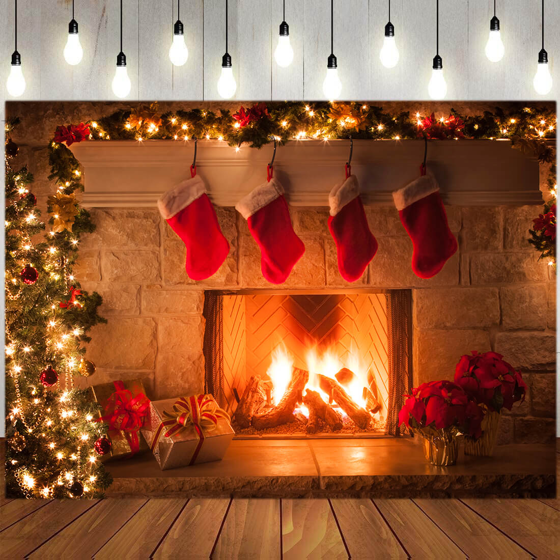 Décor de Soirée de Noël Chaussettes Toile de Fond M7-05