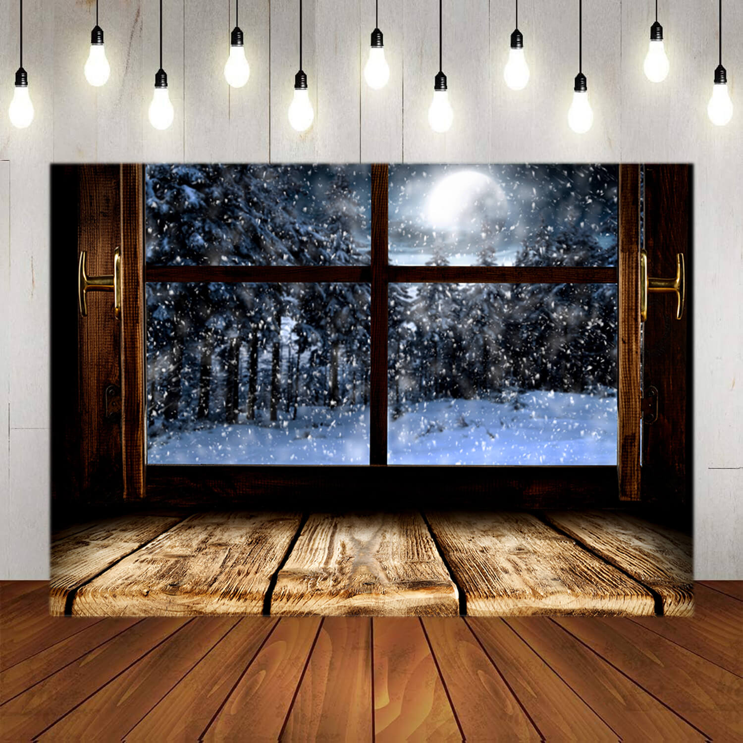 Toile de Fond de Vue de Fenêtre de Neige d'Hiver Floue M7-18