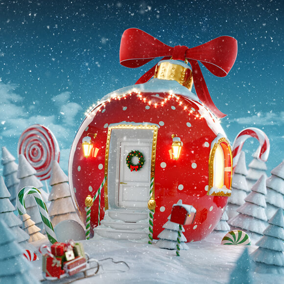 Toile de Fond de Photographie de Maison de Tasse de Bonbons de Noël M7-32