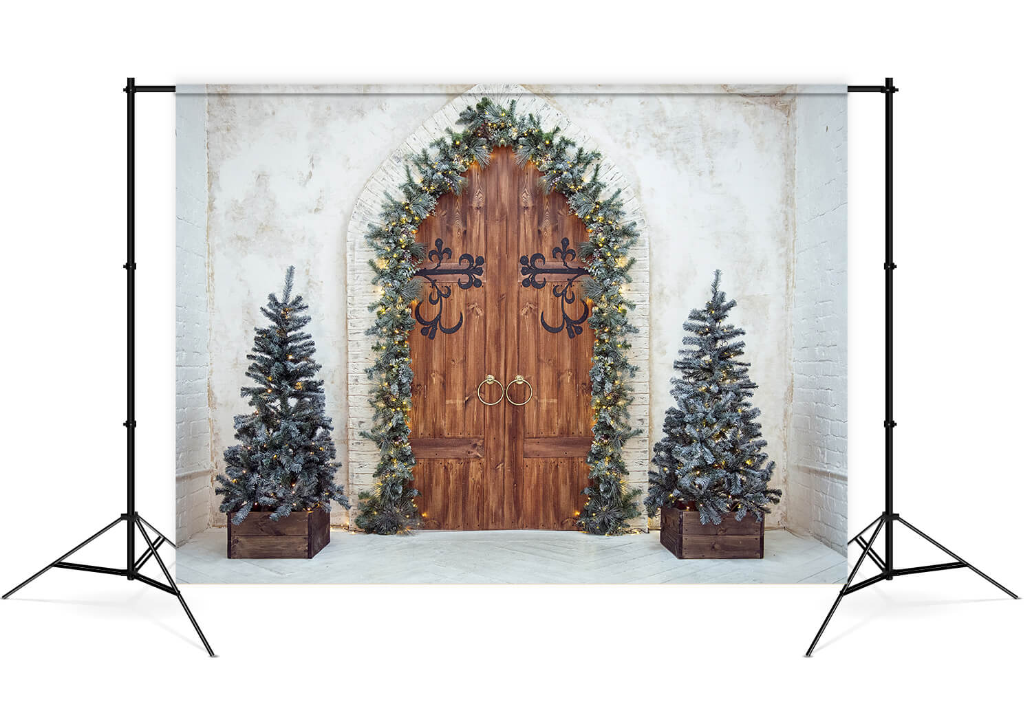 Toile de Fond de mur de Porte en Bois de Sapin de Noël M7-46
