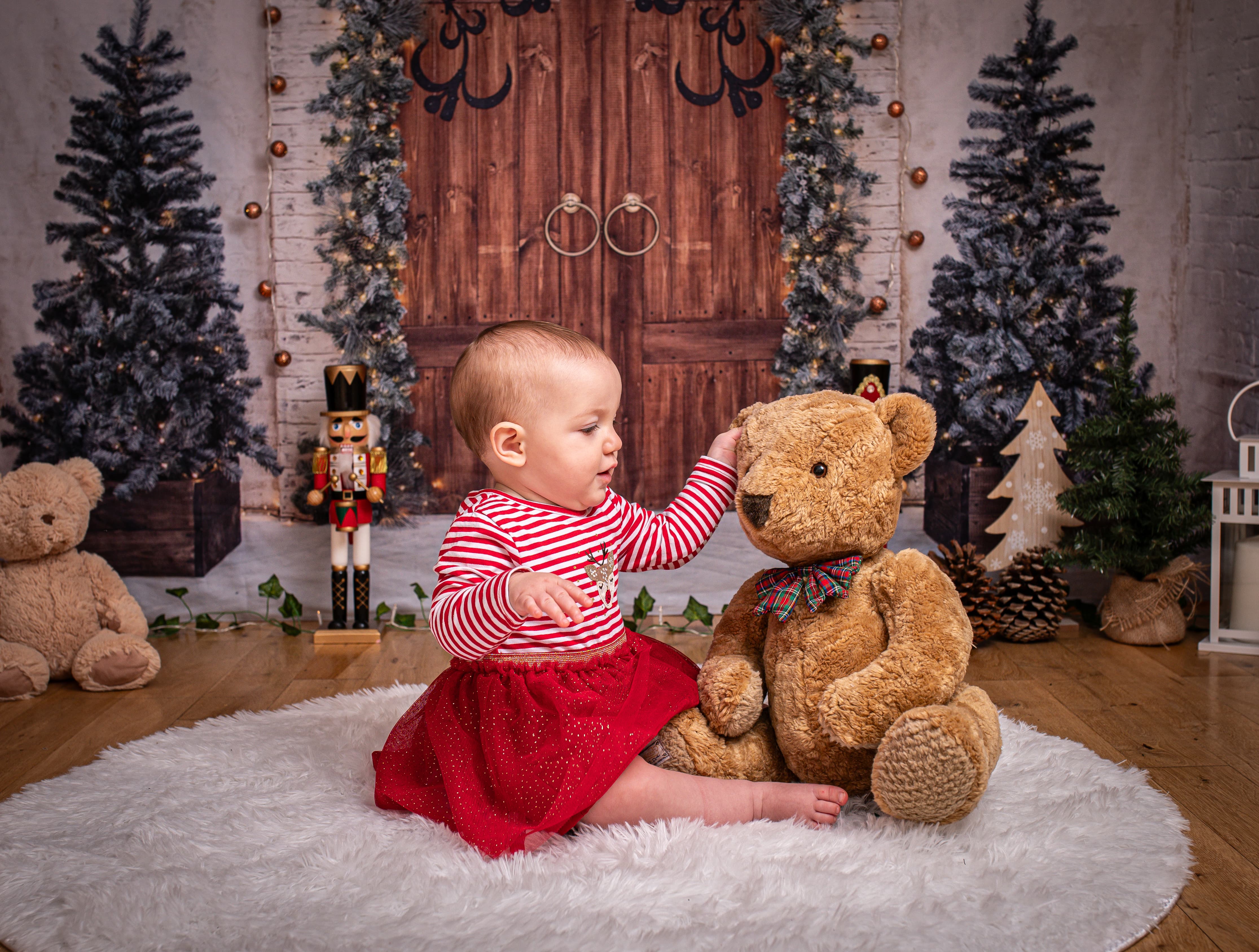 Toile de Fond de mur de Porte en Bois de Sapin de Noël M7-46