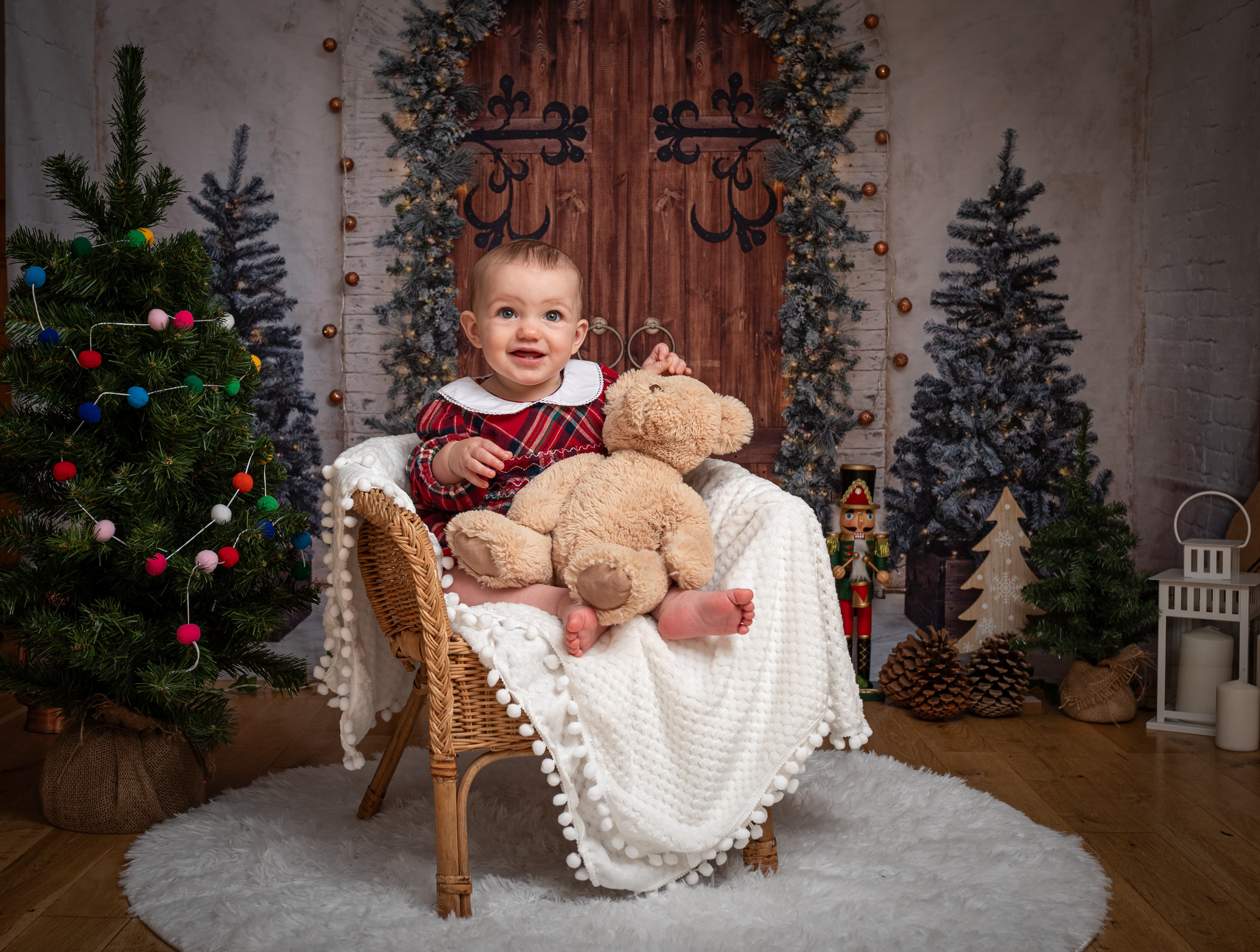 Toile de Fond de mur de Porte en Bois de Sapin de Noël M7-46