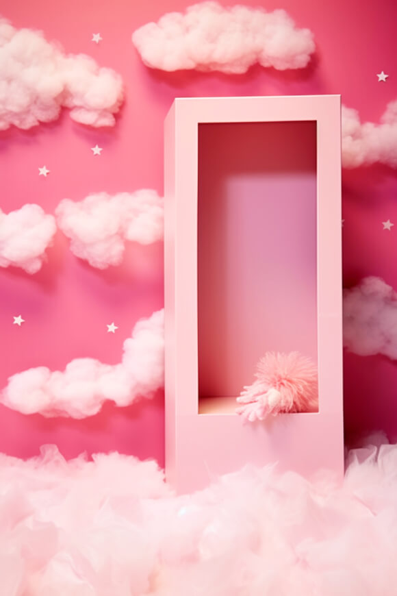 Boîte de Poupée Fantastique Rose Toile de Fond de Nuages Rêveurs M7-91