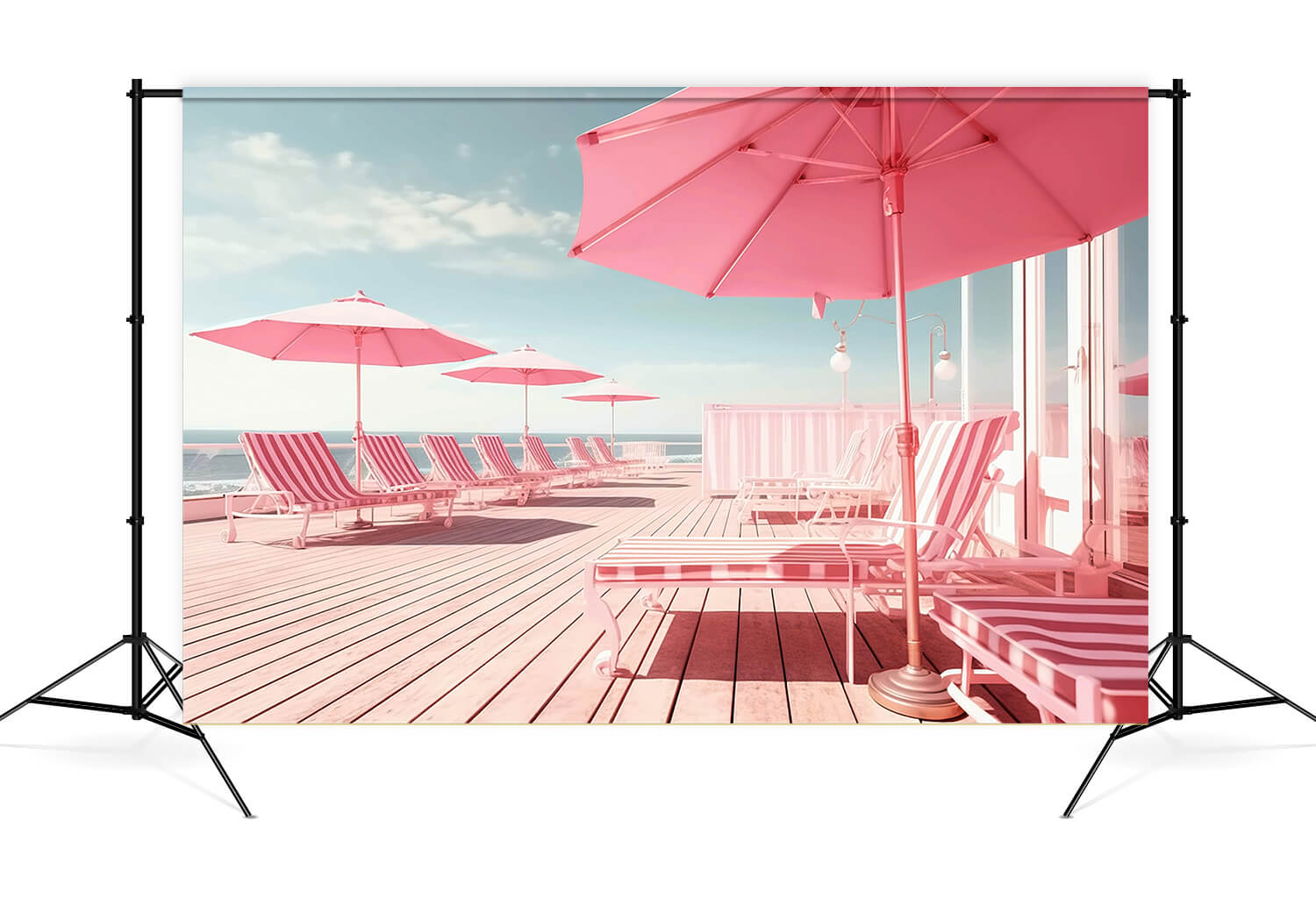 Parapluie de Plage Rose Toile de Fond pour Poupée de Mode M7-97
